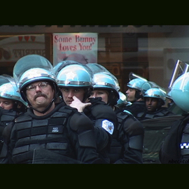 Nancy Bechtol: 'Some Bunny loves you', 2004 Other Photography, People. Artist Description:  Police guarding stores during Antiwar march downtown Chicago ...