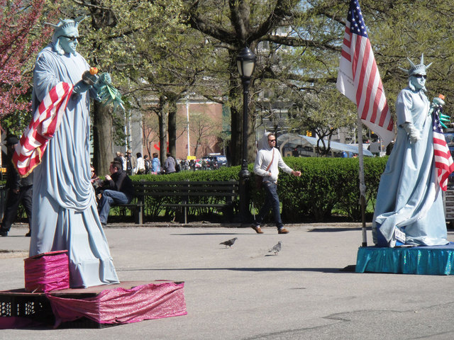 Artist Nancy Bechtol. 'Statues Of Liberty Salute' Artwork Image, Created in 2010, Original Photography Mixed Media. #art #artist