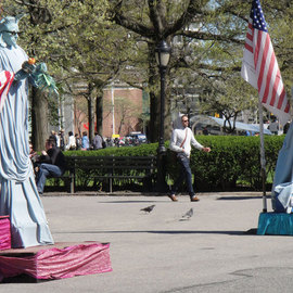 Nancy Bechtol: 'Statues of Liberty Salute', 2010 Color Photograph, Americana. Artist Description:       statues of liberty, performance, NYC ...