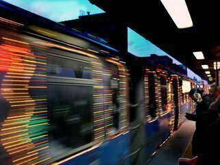 Nancy Bechtol: 'TRAIN holiDAZE', 2006 Other Photography, Cityscape.  Chicago CTA train all decked out for the ride ...