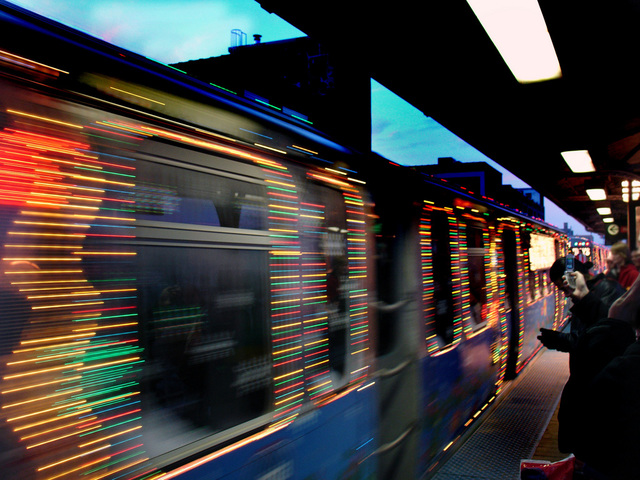 Nancy Bechtol  'TRAIN HoliDAZE', created in 2006, Original Photography Mixed Media.
