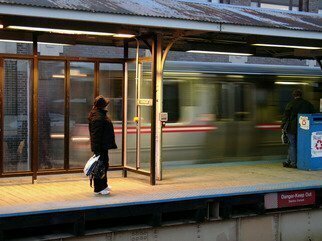 Nancy Bechtol: 'Waiting for the EL', 2006 Other Photography, Cityscape.  On The Fullerton El platform. Chicago ...