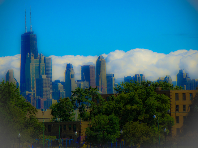 Nancy Bechtol  'Chicagocloudskyline', created in 2009, Original Photography Mixed Media.