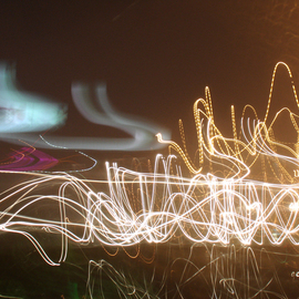 Nancy Bechtol: 'light ride vibe6', 2008 Color Photograph, Abstract. Artist Description:  light ride series. 2008expressway night rides with light motion studiesvarious sizes available upon request includes canvas print or matte/ photo archival to 2x3 ft approxthis price is for approx 8x10
