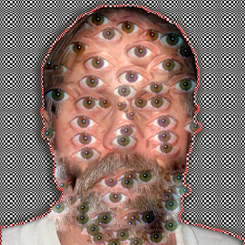 Nancy Bechtol: 'many eyes much insight', 2018 Other Photography, Mystical. Artist Description: The Man with many eyes is a surreal insight into all the people we see with other insights  2 5 limited edition. this one on Metal...