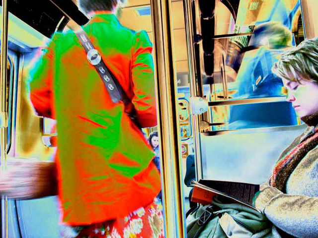 Artist Nancy Bechtol. 'Subway Gals' Artwork Image, Created in 2010, Original Photography Mixed Media. #art #artist