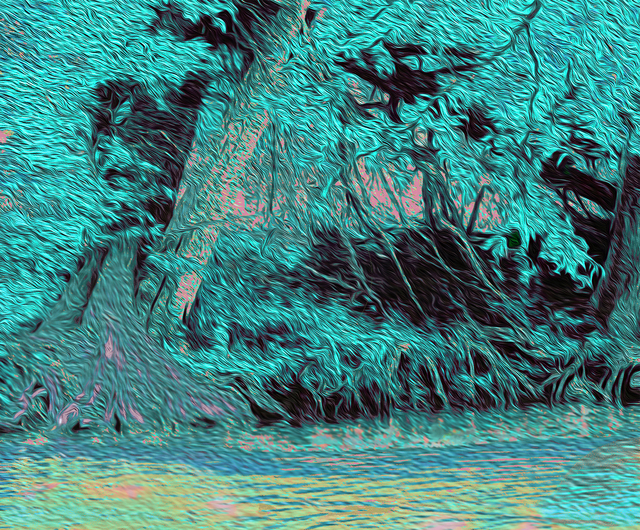 Artist Nancy Wood. 'Guadalupe River Cyan' Artwork Image, Created in 2017, Original Digital Painting. #art #artist