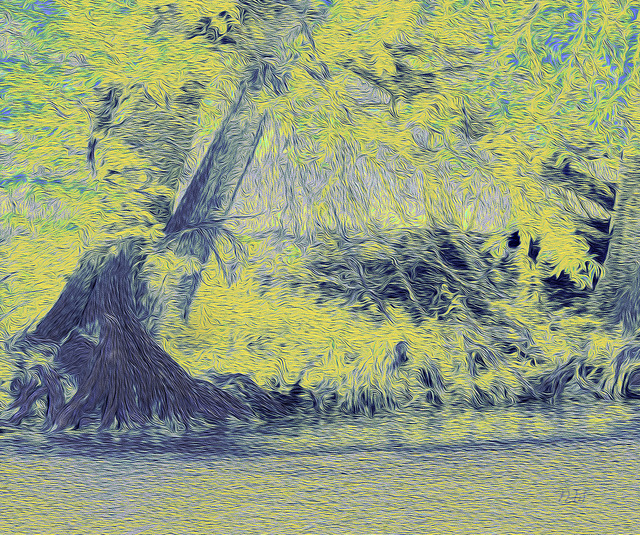 Artist Nancy Wood. 'Guadalupe River Yellow' Artwork Image, Created in 2017, Original Digital Painting. #art #artist