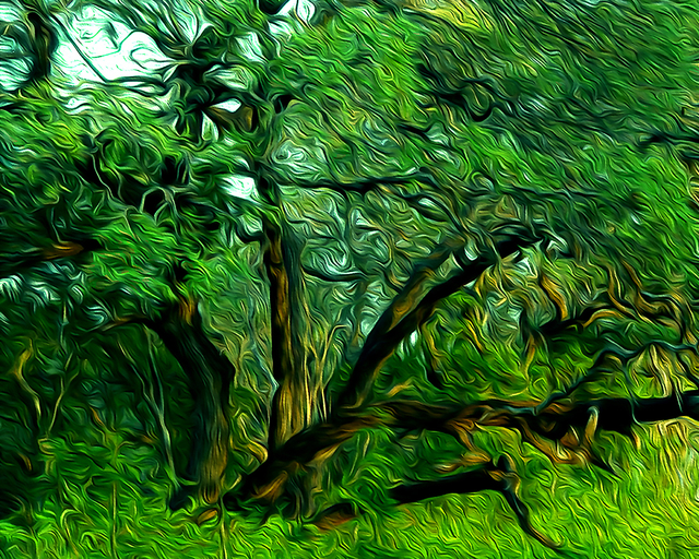 Artist Nancy Wood. 'Texas Burning Bush Green' Artwork Image, Created in 2018, Original Digital Painting. #art #artist