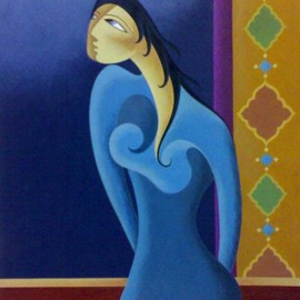 girl with moon By Shahid Rana