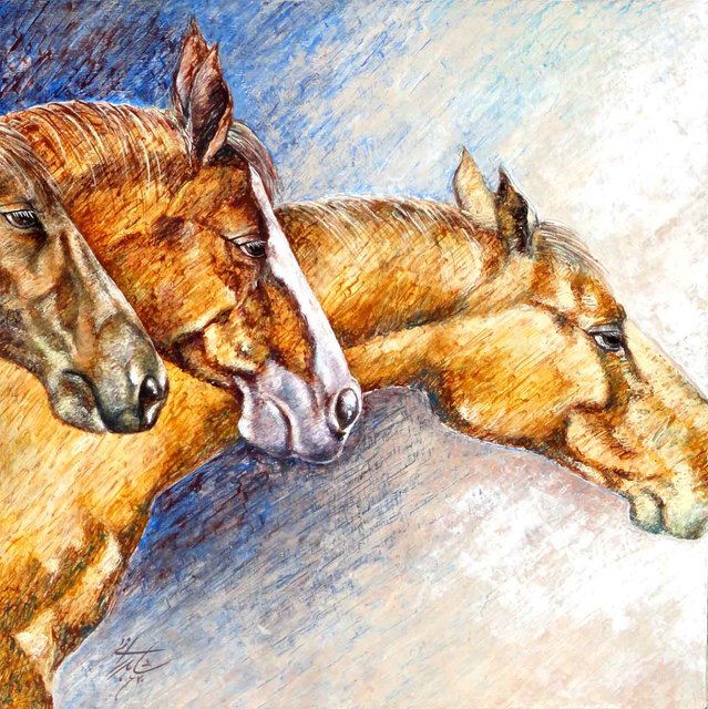 Shahid Rana  'Horses', created in 2020, Original Painting Acrylic.