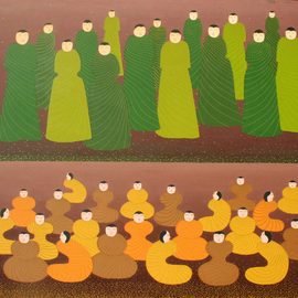 Hemavathy Guha: 'The Haves and the havenots', 2006 Oil Painting, Abstract Figurative. 
