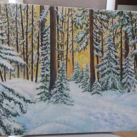 Anastasia Prisacari: 'winter', 2018 Acrylic Painting, nature. Artist Description: It s about the forests in Moldova. ...