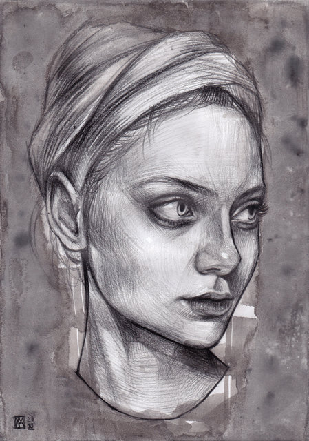 Artist Anastasia Terskih. 'Shadow Lady' Artwork Image, Created in 2021, Original Drawing Graphite. #art #artist