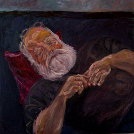 Zsuzsa Naszodi: 'Carl Plansky', 2008 Oil Painting, Portrait. Artist Description:   Dear Carl, it was a great time we spent together while I painted your portrait.It was a miracle how Your beloved Titian, s purple velvet colour came out on the pillow. The magic is there. You are in my soul forever. ...