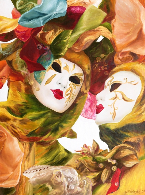 Artist Natalia Marinych. 'Venice Carnival' Artwork Image, Created in 2014, Original Painting Oil. #art #artist