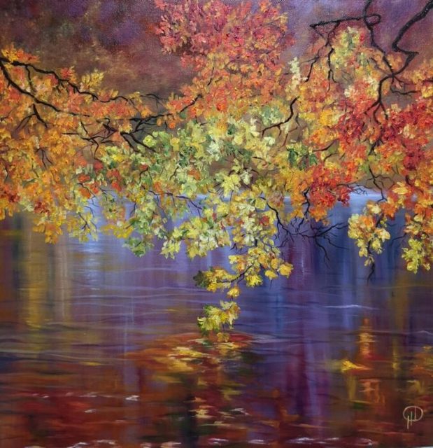 Artist Natalie Demina. 'Reflection Of Autumn' Artwork Image, Created in 2021, Original Painting Oil. #art #artist