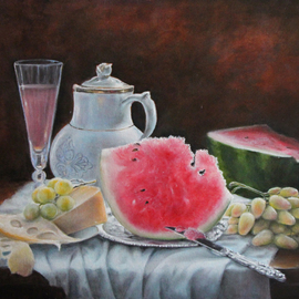 still life with watermelon By Nataly Kartseva
