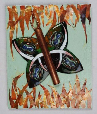 Nayna Shriyan: 'Butterfly', 2008 Vitreous Enameling, Animals.  The myriad colours of a butterfly standing out on a field of flaming meadow of copper grass ...