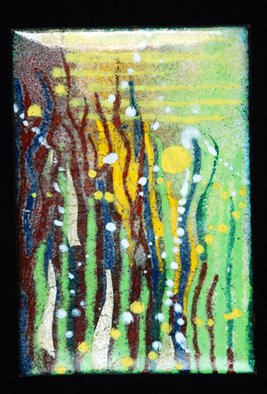 Nayna Shriyan: 'Pond weeds', 2008 Vitreous Enameling, Abstract.  The treasures thrown up by a reducing pond in the summer months, weeds, grasses colors of the pond bed are depicted here. ...