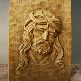 Nazar Havrulyik: 'Jesus', 2016 Wood Sculpture, Biblical. Artist Description:  Jesos religion bible wood oak ...