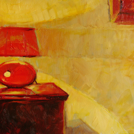 Evening still life with red lamp By Nickolay Dudenkov