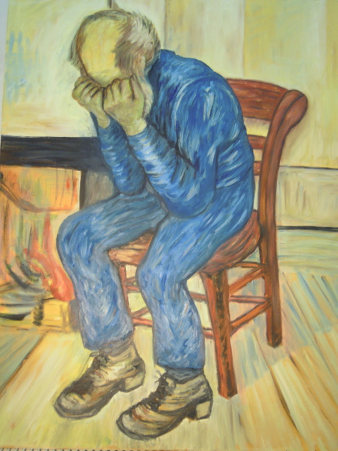 Artist Neslihan Soner. 'Old Man In Sorrow' Artwork Image, Created in 2005, Original Painting Oil. #art #artist