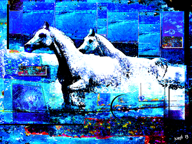 Artist Nest Lopes. 'Horses From The Azure' Artwork Image, Created in 2013, Original Painting Acrylic. #art #artist