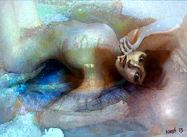 Artist Nest Lopes. 'Night In White Satin' Artwork Image, Created in 2013, Original Painting Acrylic. #art #artist