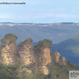 Terry Dower: 'Three Sisters,Katoomba Blue Mountains nsw Australia', 2013 Oil Painting, Landscape. Artist Description:       Oil and Gesso on board                ...