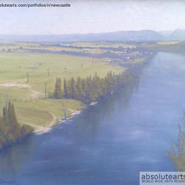 Terry Dower: ' Hawkesbury River', 2013 Oil Painting, Landscape. Artist Description:      Oil on board               ...
