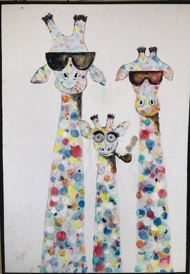 Ngaatendwe  Gondo: 'hi giraffe', 2023 Acrylic Painting, Animals. Acrylic on A1 canvas ...