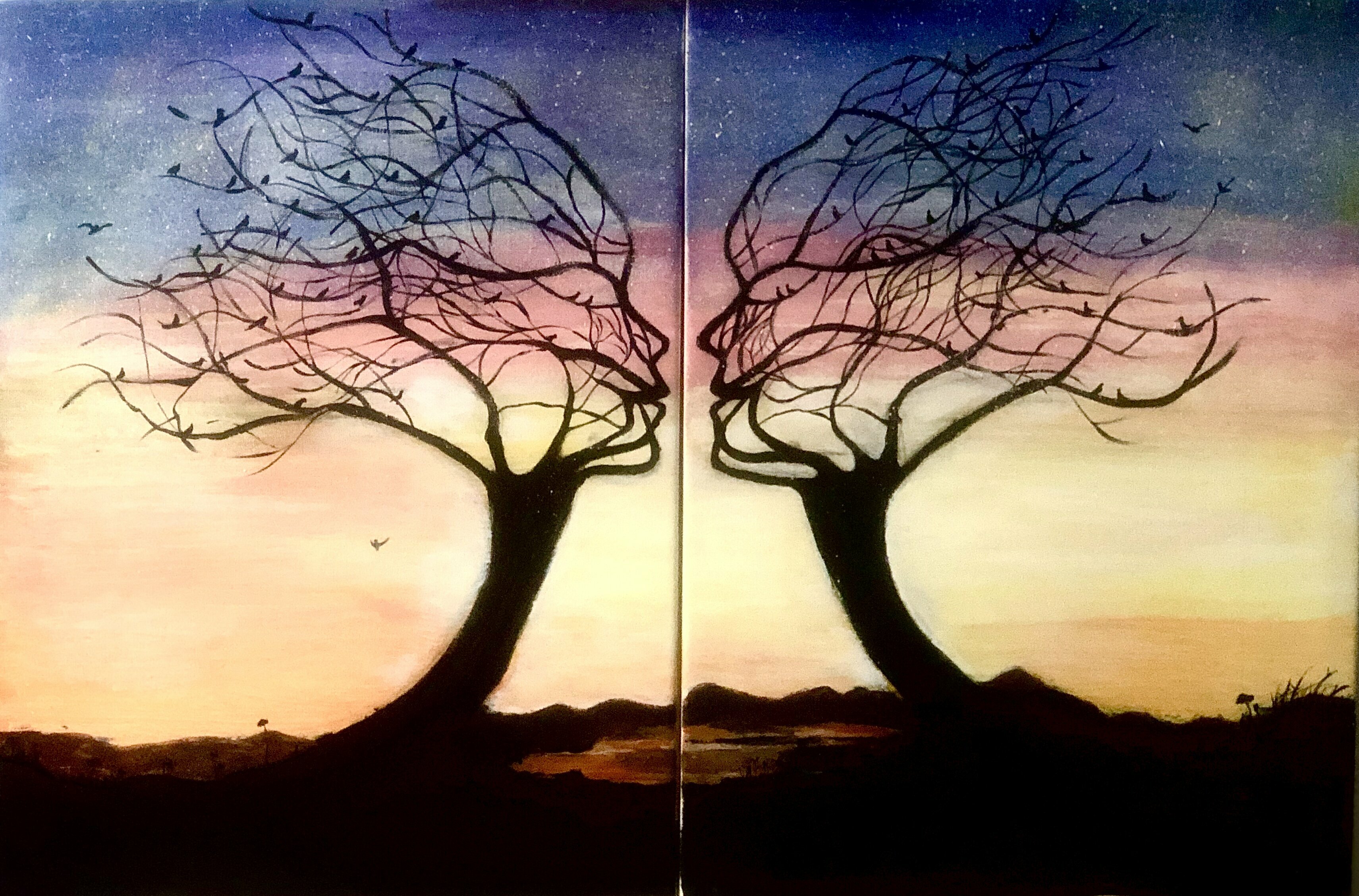 Ngaatendwe  Gondo: 'nature of love', 2023 Acrylic Painting, Trees. Acrylic paint on double A3 canvas. ...