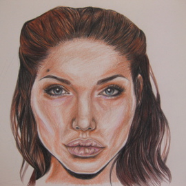 Nicole Pereira Artwork Angelina Jolie, 2014 Pencil Drawing, Celebrity