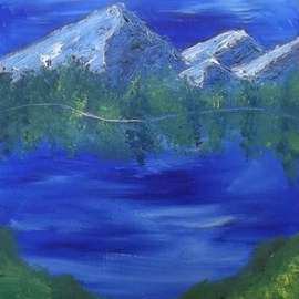 Nicole Pereira: 'Blue Mountain Lake', 2013 Acrylic Painting, Landscape. Artist Description:  Blue Mountain Lake by Nicole Pereira, landscape, acrylic painting.   ...