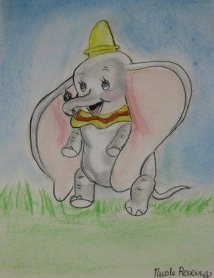 Nicole Pereira: 'Disney Dumbo', 2012 Pastel, Fantasy.  disney dumbo elephant, pastel     ...