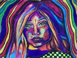 Nicole Pereira: 'kylie jenner psych portrait', 2017 Pastel Drawing, Psychedelic. Psychedelic Portrait of Celebrity Kylie Jenner by Nicole Pereira...