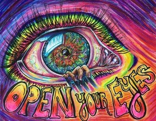 Nicole Pereira: 'open your eyes', 2017 Pencil Drawing, Pop. Open Your Eyes by Nicole Pereira, Pop Colored Pencil Drawing...