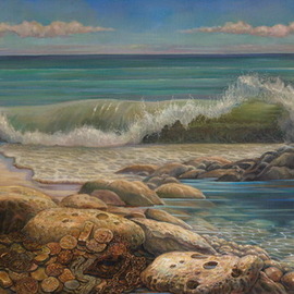 Sergey Lesnikov: 'gold coast', 2019 Oil Painting, Beach. Artist Description: Romantic fantasy, oil on canvas...