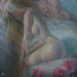 Sergey Lesnikov: 'in the morning', 2018 Oil Painting, Erotic. Artist Description: oil on linen...
