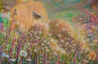 Sergey Lesnikov: 'july butterflies', 2018 Oil Painting, Erotic. summer fantasy...