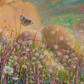 Sergey Lesnikov: 'july butterflies', 2018 Oil Painting, Erotic. Artist Description: summer fantasy...