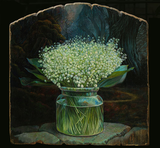 Artist Sergey Lesnikov. 'Lilies Of The Valley' Artwork Image, Created in 2016, Original Painting Oil. #art #artist