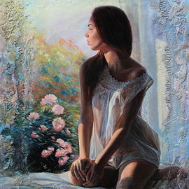 Sergey Lesnikov: 'polina', 2014 Oil Painting, Erotic. Artist Description: girl, sencual, nude...