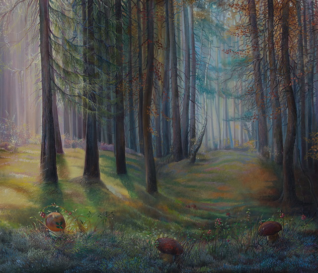 Artist Sergey Lesnikov. 'September Forest' Artwork Image, Created in 2019, Original Painting Oil. #art #artist