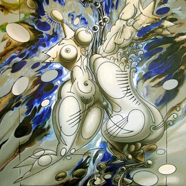 Nikolai Bartossik: 'AMAZON AND CENTAUR', 2001 Acrylic Painting, nudes. 