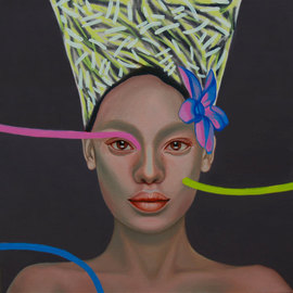 Nina Pery: 'face which silently speaks', 2020 Oil Painting, Portrait. Artist Description: My inspiration goes from mystical subconscious, exploration of the unknown world of human dreams and fantasies...