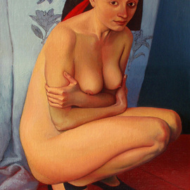 Nino Pkhaladze: 'Scattered beads', 2007 Oil Painting, nudes. 