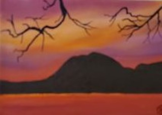 Artist Marilyn Domilski. 'Red Sunset' Artwork Image, Created in 2021, Original Painting Other. #art #artist