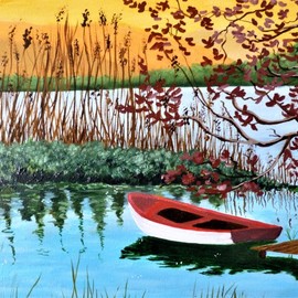 sunset rowboat By Marilyn Domilski